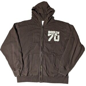 BROOKLYN XPRESS Men 2XL Brown Cotton Blend BROOKLYN 70 Full‎ Zip Hoodie